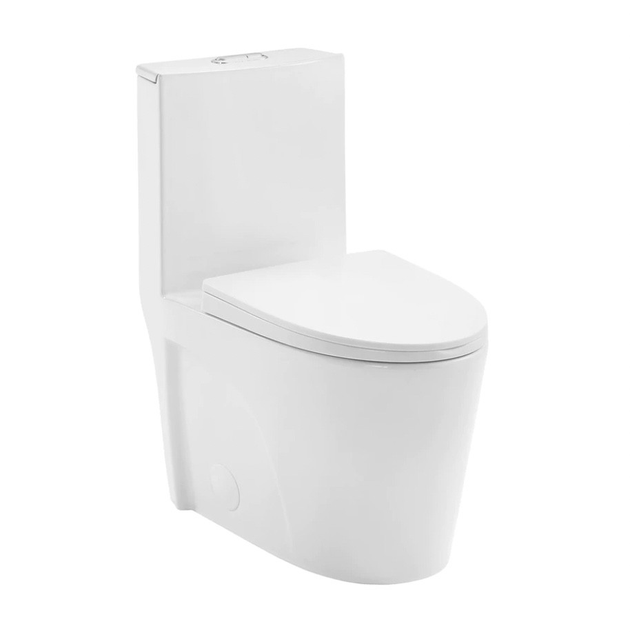 St. Tropez One-Piece Elongated Toilet, Dual-Flush.       Finishes: Matte Black, Matte White, & Bisque (SM-1T254)