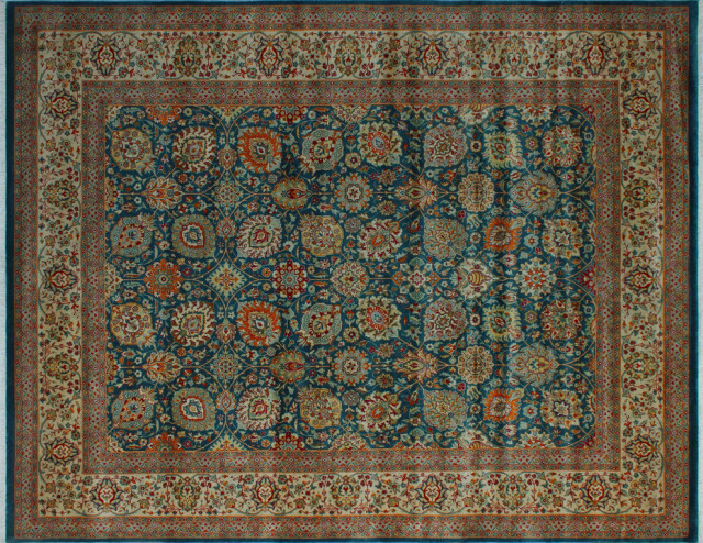 Turkish Knotted Ankara Anees Teal Blue Rug 8 0x10 2 Traditional Area Rugs By Noori Rug Houzz