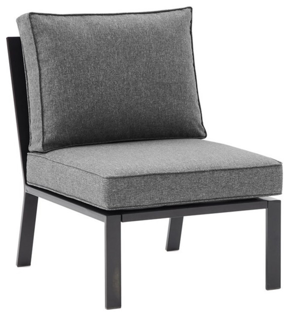 Afuera Living Modern Fabric/Steel Armless Patio Chair in Charcoal/Matte Black