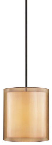Sonneman 6019 Puri 3 Light Pendant - Black Brass with Bronze Organza Shade