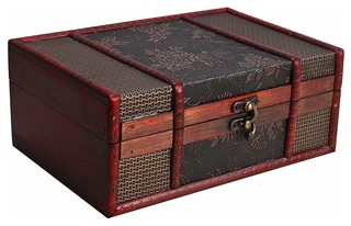 Treasure Storage Chest Brown Finished Solid Wood Traditional