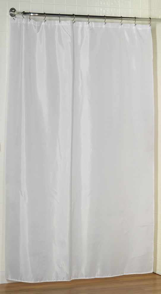 Extra Long (96'') Polyester Fabric Shower Curtain Liner in White