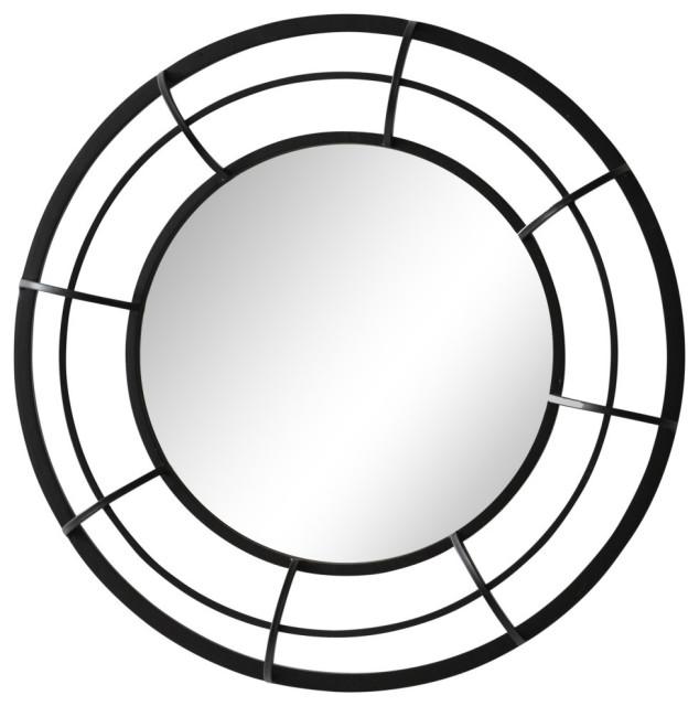 Metal Frame 28" Wall Mirror, Black - Industrial - Wall Mirrors - by ...