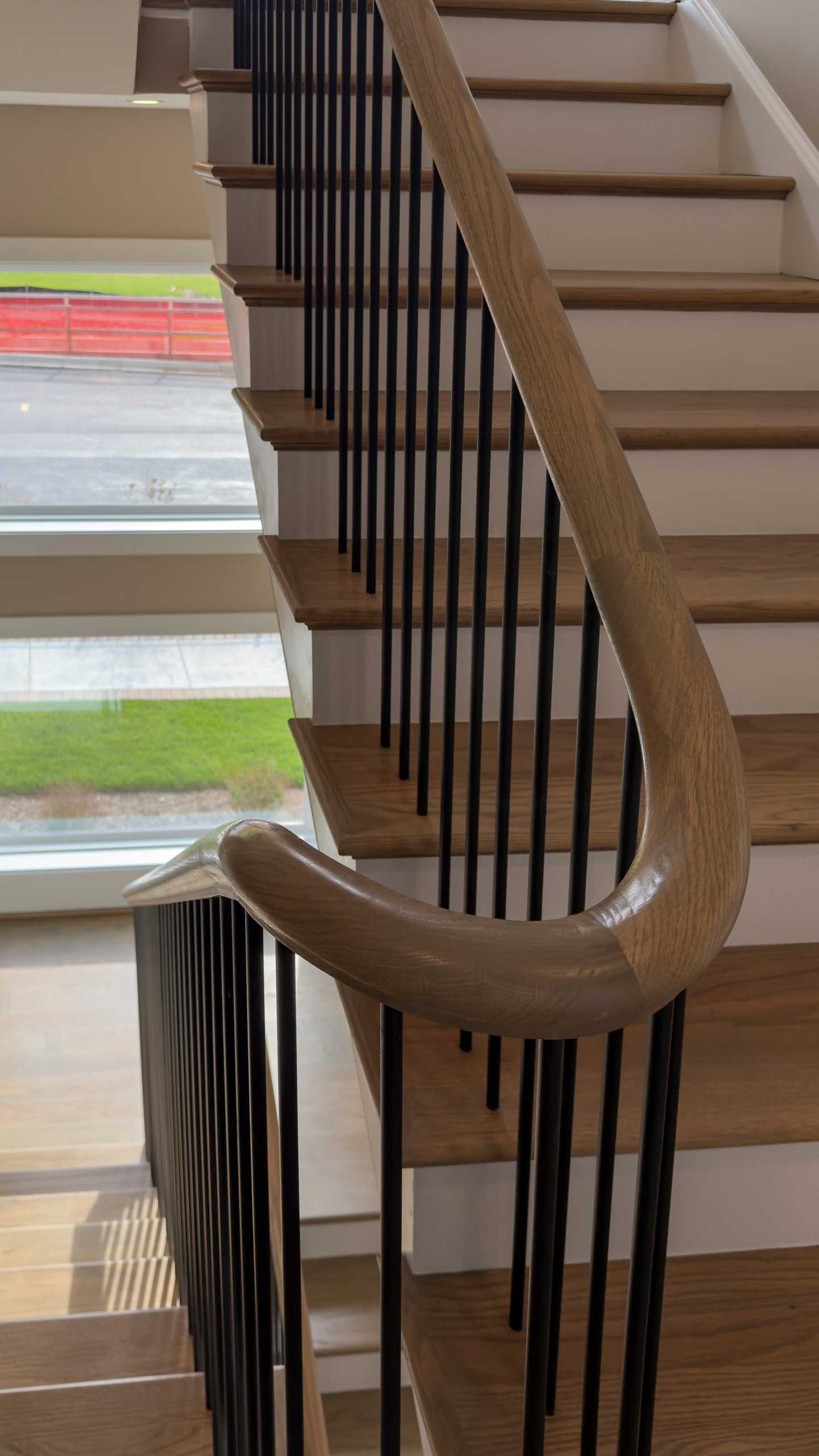 Project #153 | Sophisticated Red Oak Stair with Metal Balusters