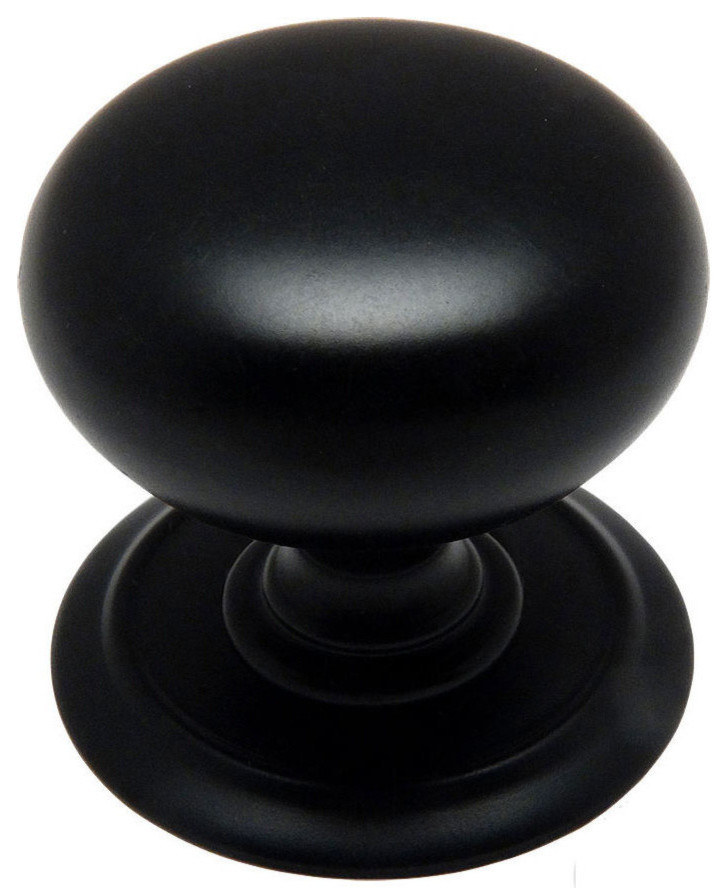 Cosmas 6542FB Flat Black Round Knob With Backplate, Set of 5