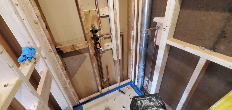 custom shower in progress
