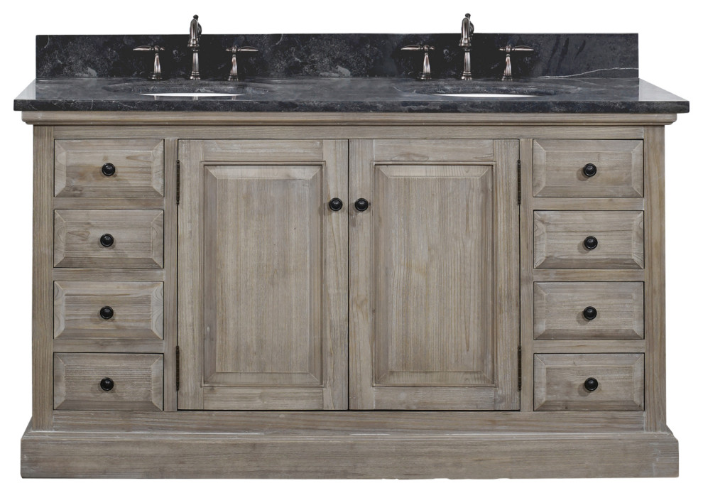 Rustic Double Sink Vanity With Limestone Top Rustic Bathroom