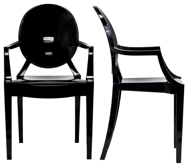 Nicer Furniture Set of 2 Philippe Starck Louis XVI Ghost Chair Black Contemporary Dining