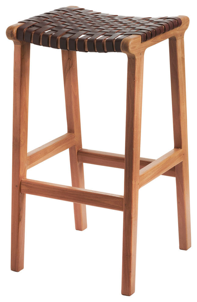 Visby Teak Wood Bar Stools Transitional Bar Stools And Counter