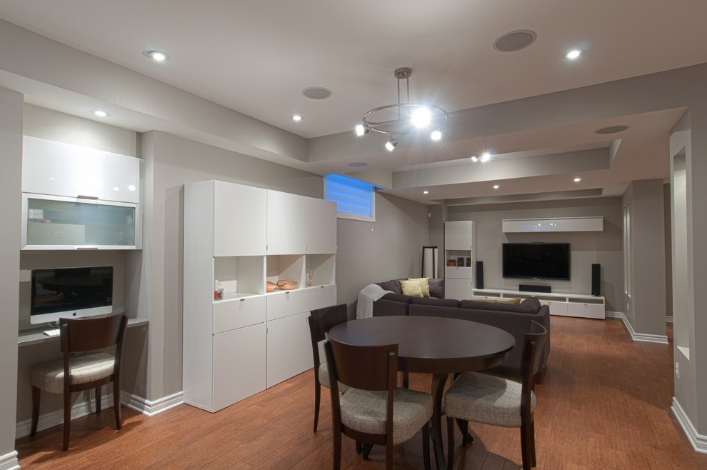 This is an example of a contemporary basement in Ottawa.