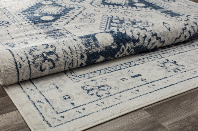 Rugs America Gallagher Deep Blue Vintage Area Rug, 5'3