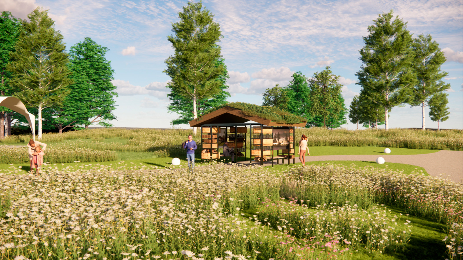 Ландшафтный парк в коттеджном поселке рядом с Тверью