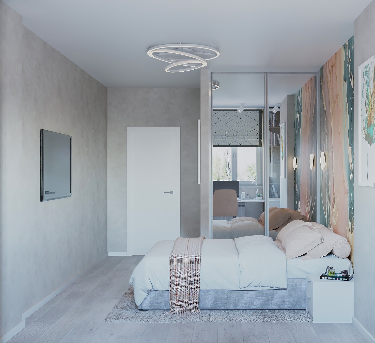 Дизайн интерьера спальни для девушки в квартире 65 м2 в ЖК Каскад