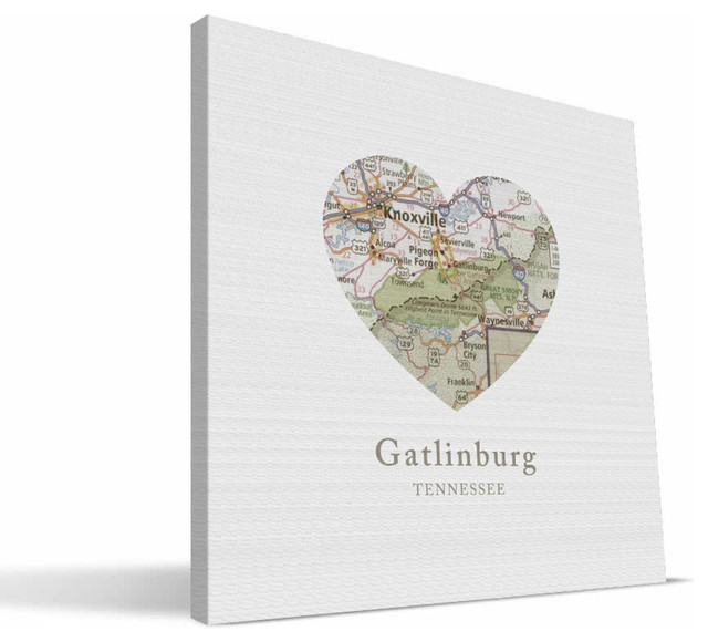 Gatlinburg Map Canvas Print, 12"x12"