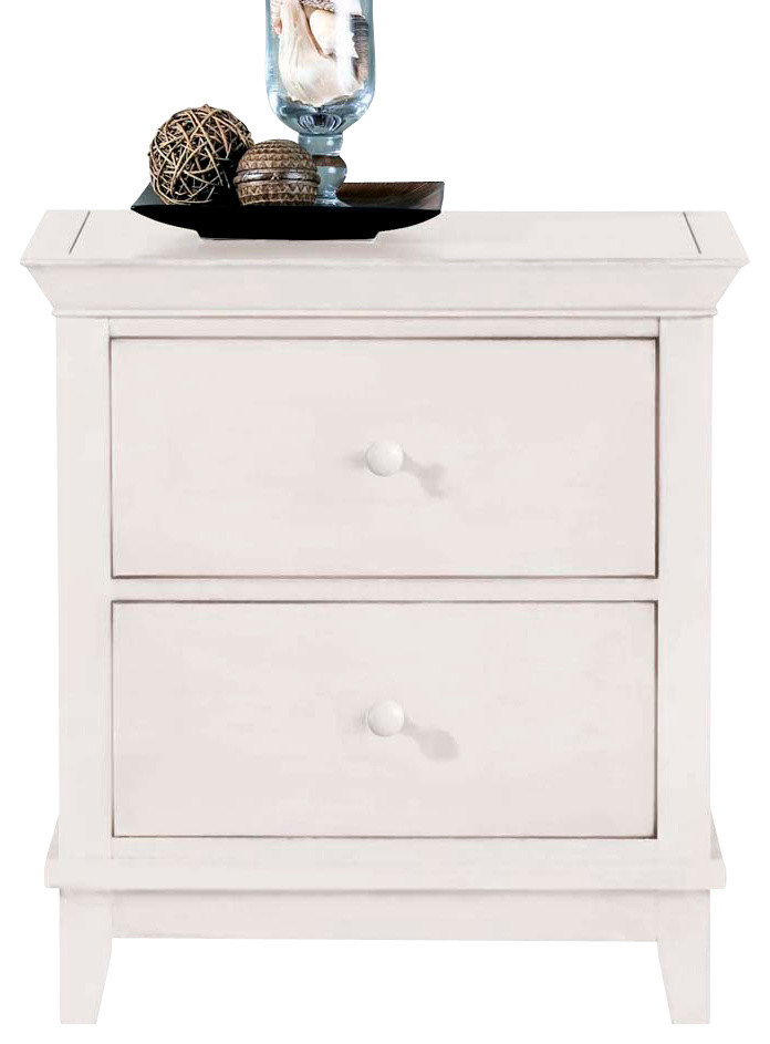 American Drew Sterling Pointe 2-Drawer Nightstand in White with Cherry Top