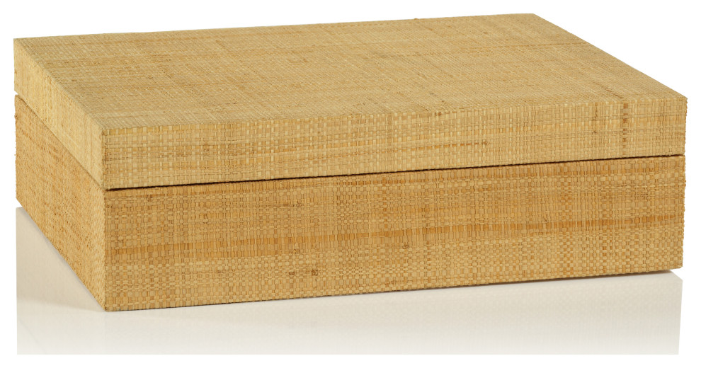Mati Natural Grasscloth Decorative Box, Xl-13" X 10" X 4"