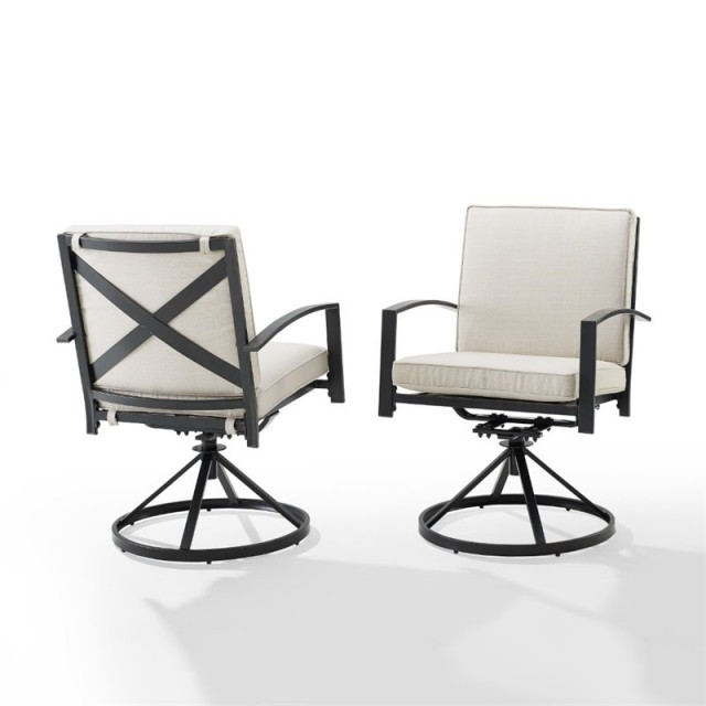 Crosley Furniture Kaplan Fabric Outdoor Swivel Chair Set in Green (Set ...