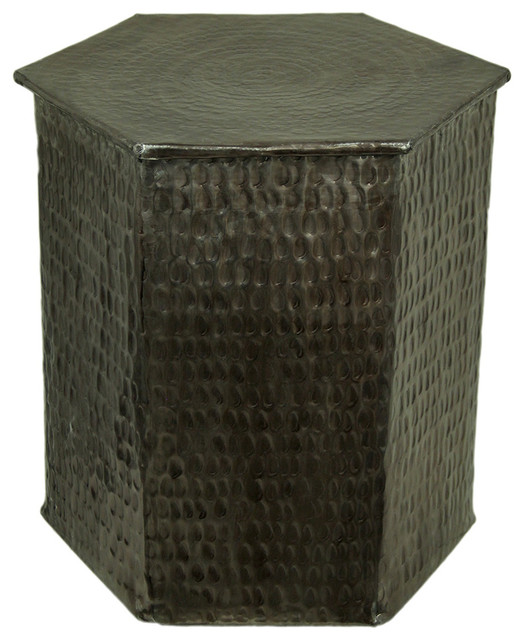 Oil Rubbed Bronze Finish Hammered Hexagon Indoor Outdoor Aluminum Oil Rubbed Bronze Finish Hammered Hexagon Indoor Outdoor Aluminum Accent Stool