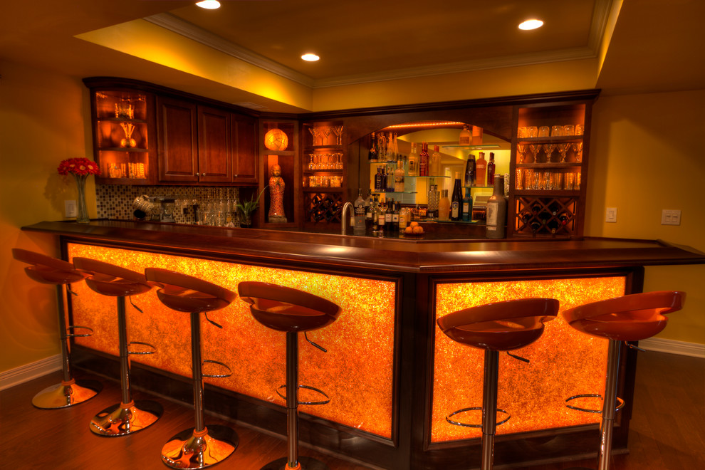 Design ideas for an eclectic home bar in Columbus.