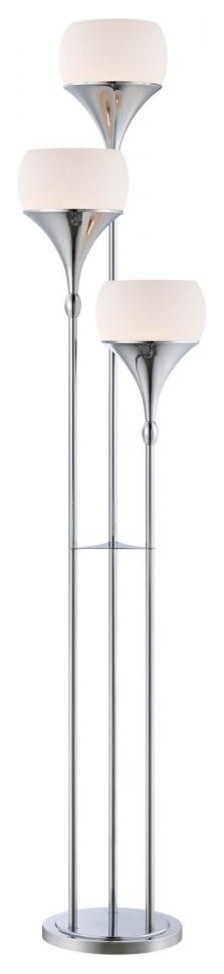 #3-Lite Floor Lamp, Polished C/Fro Glass Shade, E27 A 60Wx3