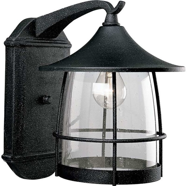 Prairie 1 Light Wall Lantern Clear Seeded Gl Beach Style Prairie 1 Light Outdoor Wall Lantern Gilded Iron Clear Seeded Gl