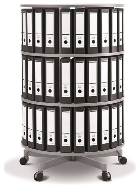 Spin N File Three Tier Rotary Binder Storage Carousel Multicolor - TURN3