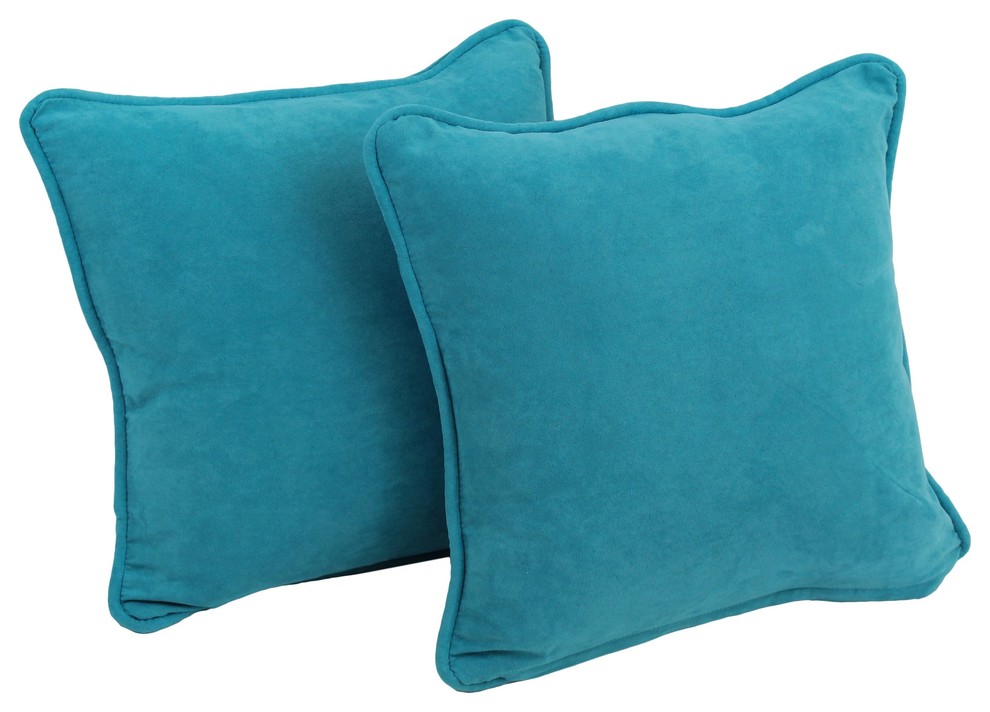 18" Microsuede Square Throw Pillow Inserts, Set of 2, Aqua Blue