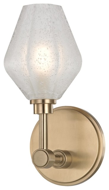 Orin 1 Light LED Bath Bracket, Aged Brass Finish, Clear Glass