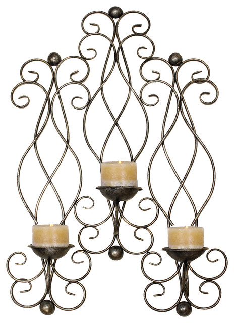 Urban Designs Metal Candle Sconce Wall Mount Decor - Antique Silver