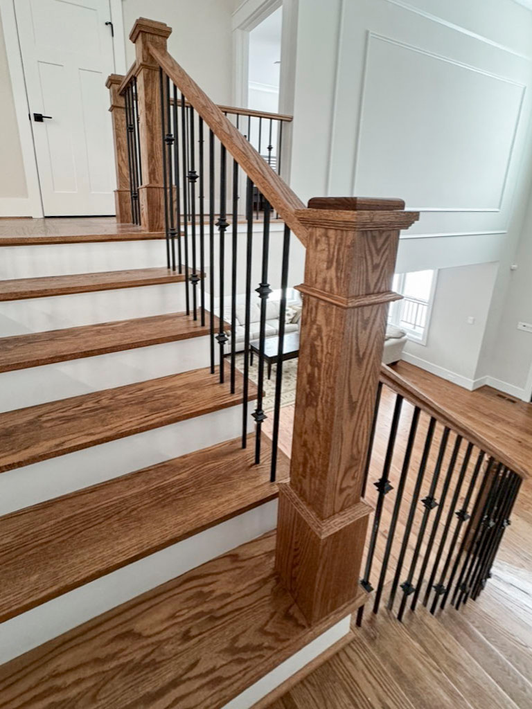 117_Distinct Oak Staircase with Iron Balusters & Oak Rail Profile, Chantilly VA