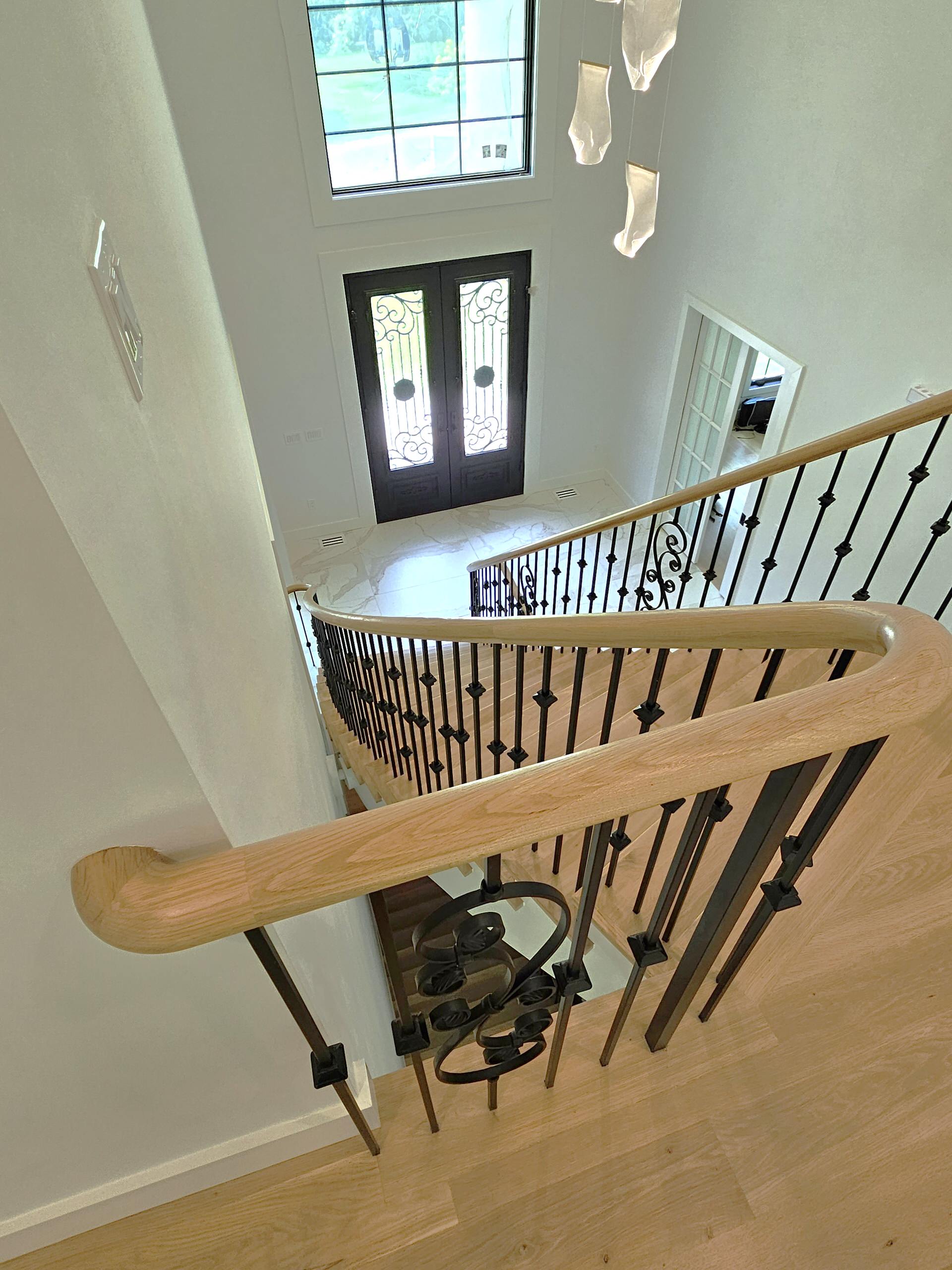 120_Luxurious White Oak Stair with Iron Balusters, Great Falls, 22066