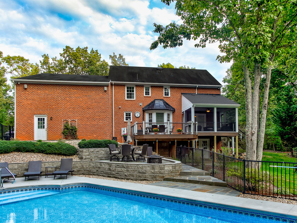 Inspiration for a backyard rectangular pool remodel
