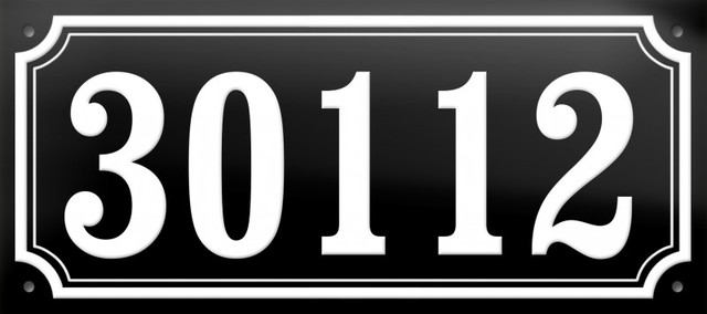Number "30112" Enamelled Wall Plaque, Black, Double Border