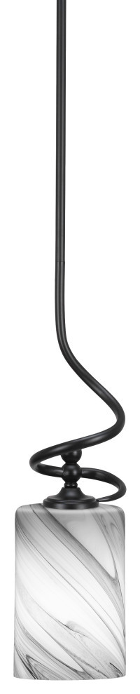 Capri 1-Light Mini Pendant with Hang Straight Swivel, Matte Black/Onyx Swirl