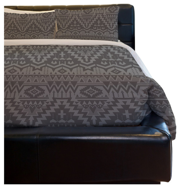 Tribal Zigzags, Taupe Duvet Cover, Queen Southwestern Duvet Covers