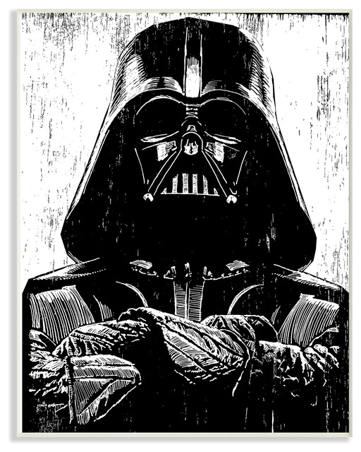 Black and White Star Wars Darth Vader Distressed Wood Etching Plaque ...
