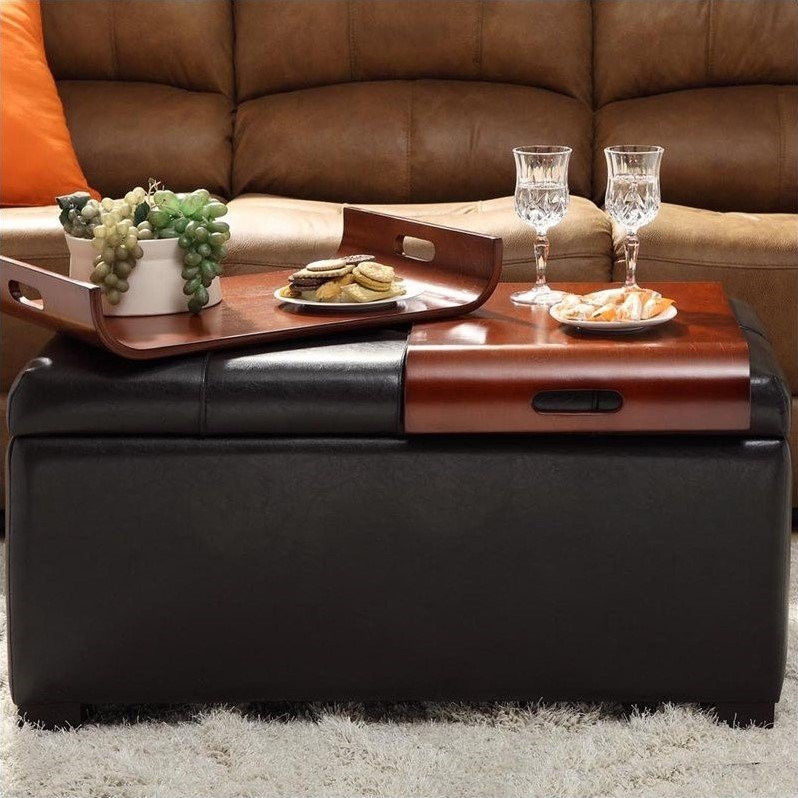 Large Faux Leather Ottoman Coffee Table - Brooklyn Max Lincoln Faux