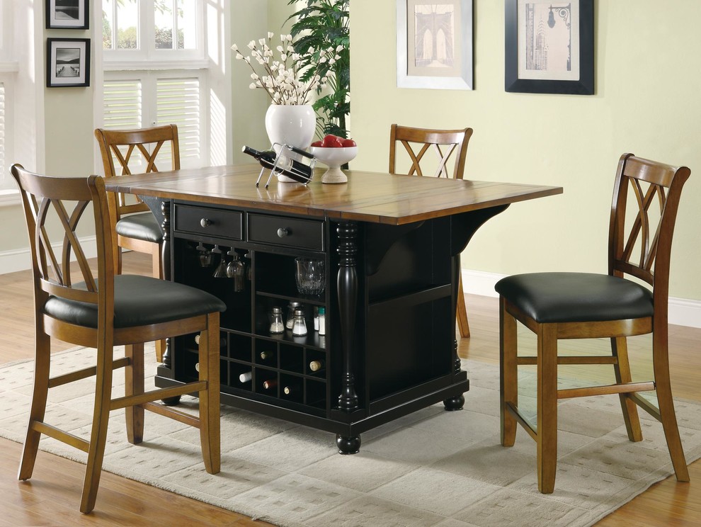 Two-Tone Kitchen Island with Drop Leaves