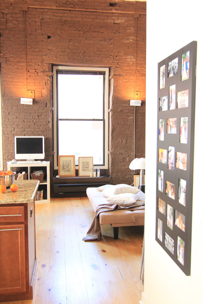 This is an example of an industrial family room in Philadelphia.