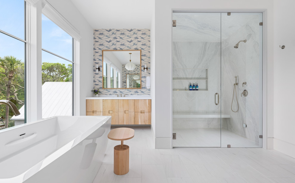 Beach style bathroom photo in Charleston