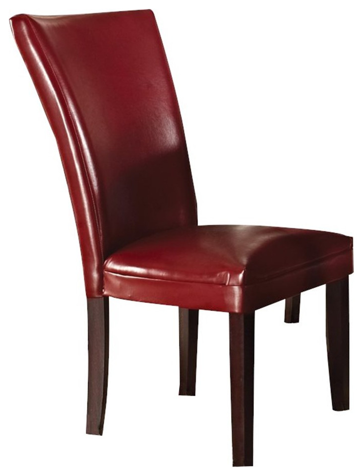 Bowery Hill 41.5"H Contemporary Faux Leather Dining Side Chair in Red