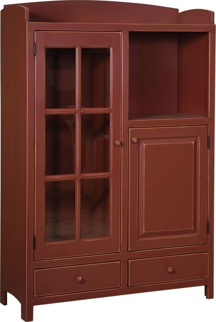 Samuels Pottery Pantry In Red Finish Transitional Pantry