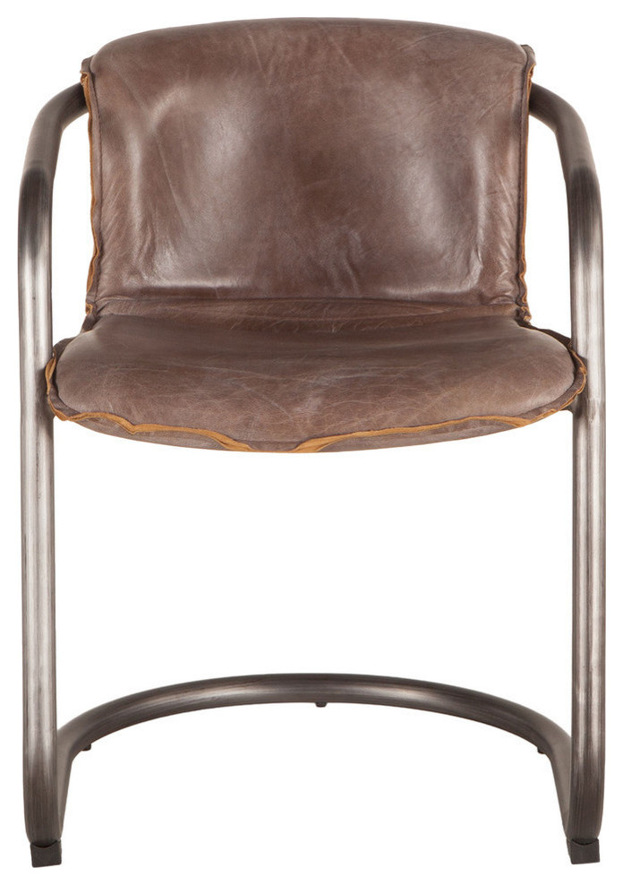 The Frisco Dining Chair, Brown, Leather, Set of 2