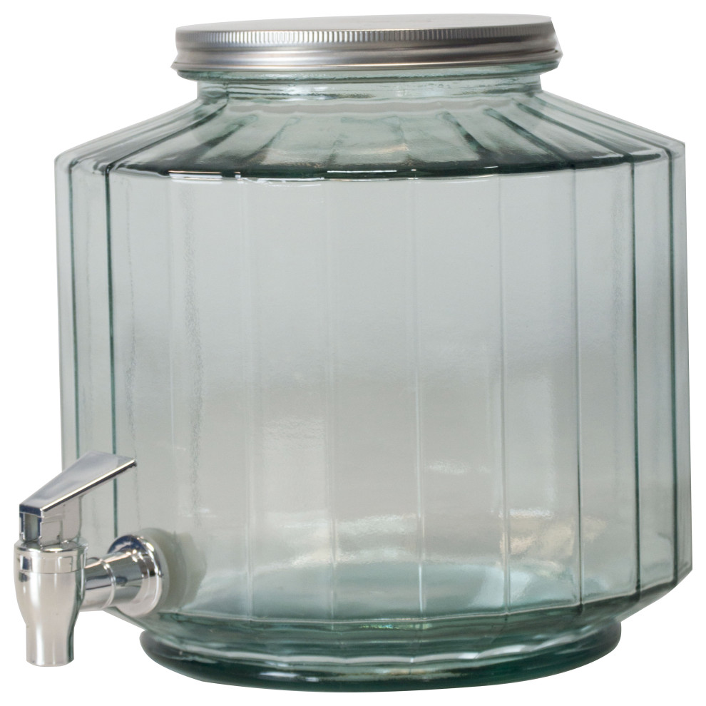 French Home Recycled Glass 6 qt. Beverage Dispenser Transitional