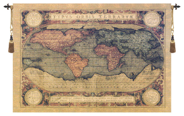 Antique Map Belgian Wall Tapestry, 36"x54"