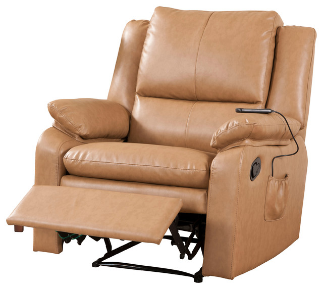 Vinyl Leather Mage Recliner Dark Brown Transitional Wilson Vinyl Leather Mage Recliner Light Brown