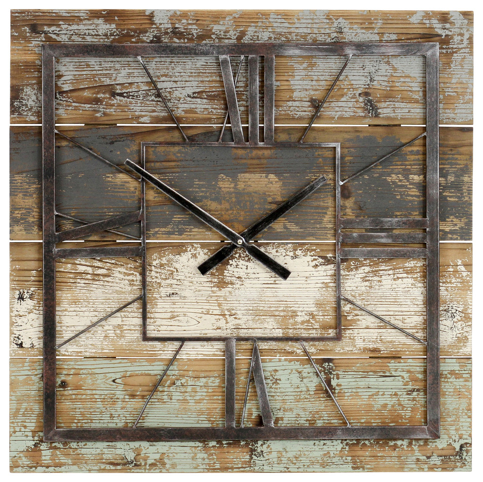 Weston Square Wall Clock Farmhouse Wall Clocks by Aspire Home Accents, Inc. Houzz