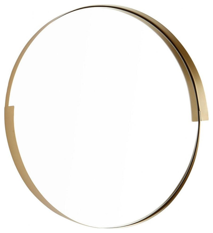 Modern Geometric Round Decorative Wall Mirror in Gold Imperfect Iron