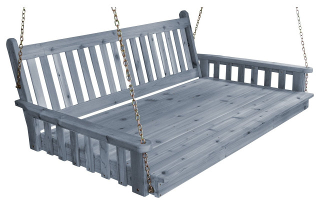 Pine Traditional English Swingbed, Gray Stain, 6 Foot