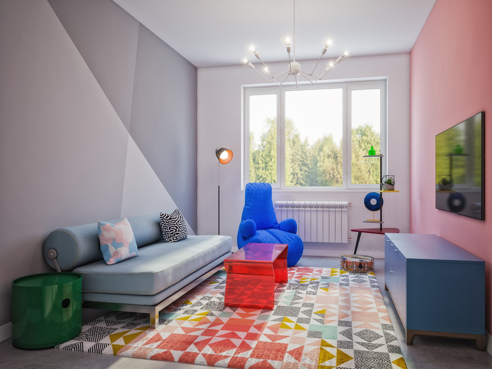 Красочное решение от дизайнера в стиле мемфис.